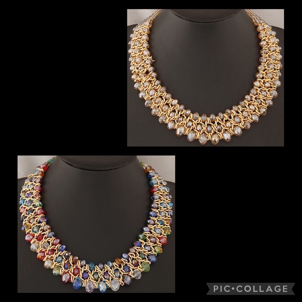 Stunning Round Beaded Crystal Necklace Various Colors